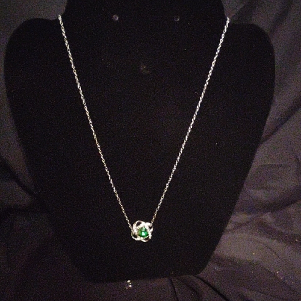 Elegant Silver Necklace with Green Gemstone I Have All Month Birth Stone